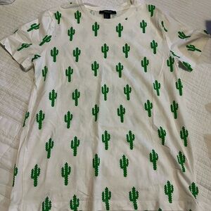 Cactus Print White T-Shirt